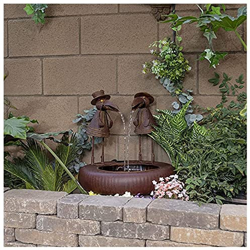 YibaoKids Little Bird Fountain Spitter with Pump, Inspired Resin Crow Water Statue, Toucan Outdoor Conduit Great Decor, for Patio Deck And Home