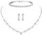 Ushiny Glitter Braut Schmuck set Silber Strass Hochzeit Schmucksets Brautjungfer Halskette Ohrringe Armbänder Sets für Damen (Silber)