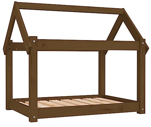 vidaXL Hundebett, Hundesofa mit Holzrahmen, Hundecouch für Hunde Katzen, Hundematratze Hundematte Welpenbett Haustierbett, Honigbraun Massivholz Kiefer