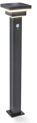 Esotec Solar PIR-Standleuchte für außen LUCCA 86 | Bewegungsmelder LED-Wegeleuchte Solar-Außenleuchte Gartenbeleuchtung Gartendeko | Edelstahl METALL Akku IP44 wetterfest schwarz H=86cm 102763