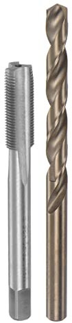 sourcing map Tap & Bit Sets, M8 x 0.75 H2 Left Hand Straight Flute Machine Thread Milling Tap, 7.2mm M35 Cobalt High Speed Steel (HSS-CO) Twist Drill Bit