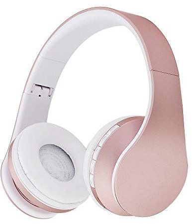 ADITAM Wireless Bluetooth Headphone Rose Gold Stereo Bass Headset Big Headphones with Mic TF FM Noise Canceling Wireless Headphones Double the comfort