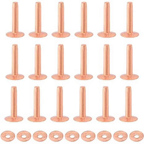 Lobamop 100 sabres cuivre rivets et bavures rondelles en cuir cuivre rivets fermeture pour portefeuilles collier cuir bricolage besoins