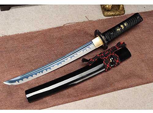 LQSMX sword Kurzer Samurai-Säbel/scharf/Kurzes Samuraischwert echtes Katana Schwert Handgeschmiedeter 1060 Stahl