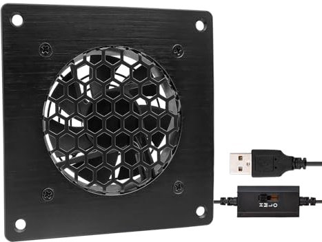 iYueMps USB Ventilator 120mm USB Lüfter mit Metallplatte Aluminiumrahmen 5V Leise 3 Einstellbare Geschwindigkeiten Kompatibel mit AV Schrank TV Schrank Serverschrank Heimkino