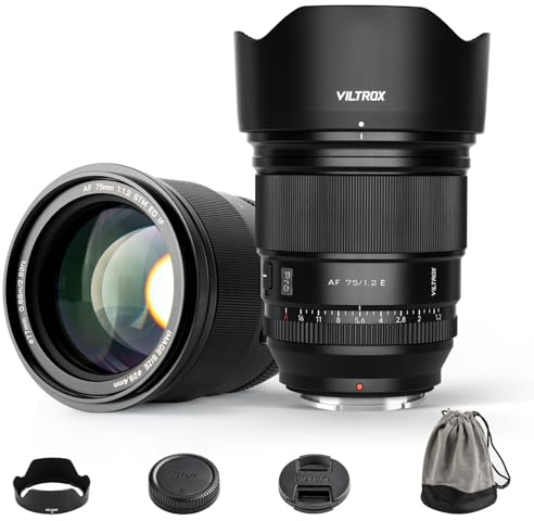 VILTROX 75mm F1.2 Pro APS-C Prime Objectifs autofocus pour Appareil Photo Sony E Mount Standard pour Appareil Photo FE Grande Ouverture Objectif Compatible avec Sony a7 a7C a7II a7RIV a7RV a9