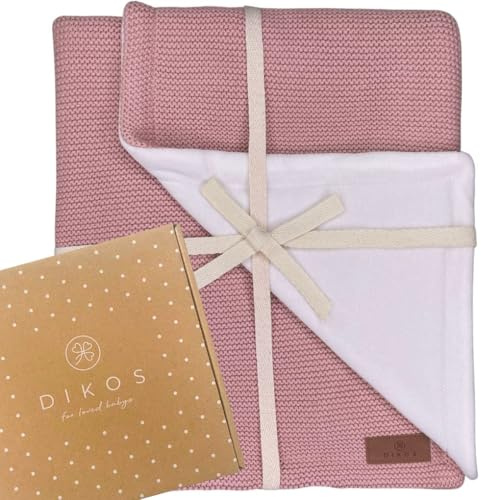 DIKOS Winter Babydecke Bio-Baumwolle & Velours – warm, Oeko-TEX (Altrosa) | Winter Babydecke aus Bio-Baumwolle & weichem Velours – Warme Kuscheldecke & Kinderwagendecke für Neugeborene (Altrosa)