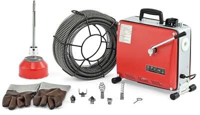 ZELCAN Rohrreinigungsmaschine Elektrisch 400W Kanalreinigungsmaschine mit 20M Spiralen Badewannenablauf-Reinigungswerkzeug Drain Clean Rohrreinigungsgerät Elektrische Rohrreiniger