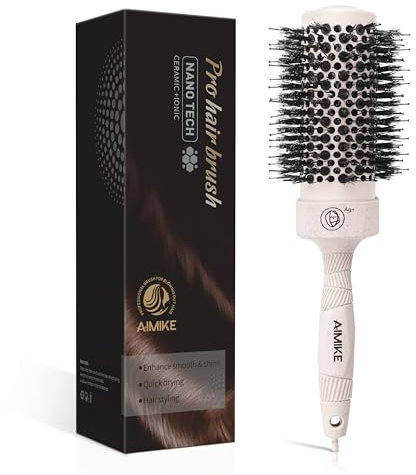 AIMIKE Rundbürste zum Föhnen, Antistatisch Haarbürste Rund mit Nano Ionen Tech, Friseur Rundbürste Groß für Stylen, Locken and Glätten, Rundbürsten mit Wildschweinborsten & Nylon, Rundhaarbürste 44mm