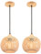 LIGKIN 2 Piezas Lámpara Colgante de Bambú Tejido Lámpara de Techo Bohemio E27 Pantalla de Bambú Lampara Techo Ratán Vintage Decorativa para Dormitorio, Salone, Cocina, Cafetería