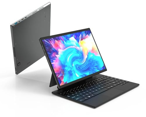 Jectse Ordinateur Portable 2 en 1 de 14,0 Pouces, 16 Go de Amovible avec étui pour Clavier Magnétique, écran Tactile IPS 2240 X 1440 2,2 K 60 Hz 16:10, Double Tablette (16 Go +