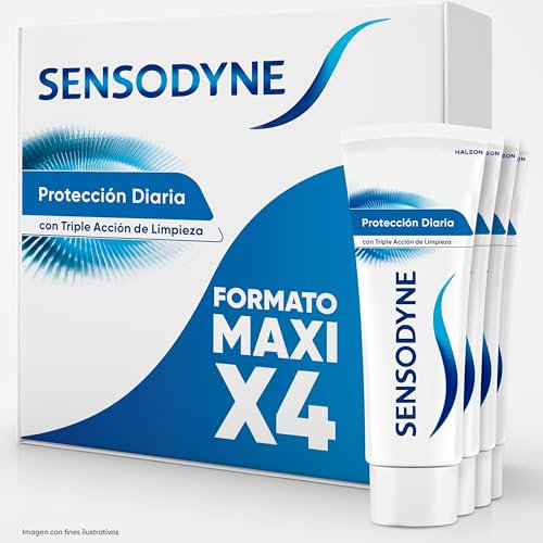 Sensodyne Protección Diaria Pasta de Dientes, Alivio Para Dientes Sensibles, Protección Duradera Frente a la Sensibilidad Dental, Pack 4x75 ml