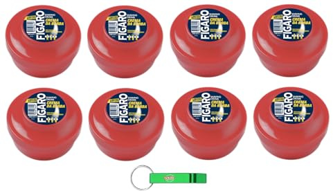 8x Figaro Crema da Barba Original Classic Rasiercreme für häufiges Rasieren, Bitterer Mandelduft, Mit Pinsel verwenden,150ml + Beni Culinari Kostenloser Schlüsselanhänger