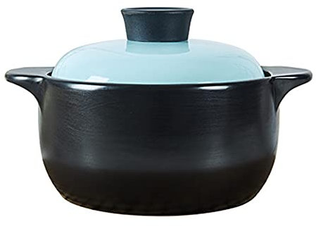 Pentola di terracotta/pentola in terracotta/pentole in ceramica con coperchio in ceramica, resistente al calore, pentola in terracotta, casseruola nera ||1,8 l