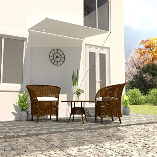 Bulliing Tenda da Sole Retrattile 150x150 cm Crema,Tenda da Sole per Esterno Avvolgibile,Tenda da Sole a Bracci Estensibili con Telaio in Alluminio, Tettuccio Resistente al Sole e Impermeabile e Manov