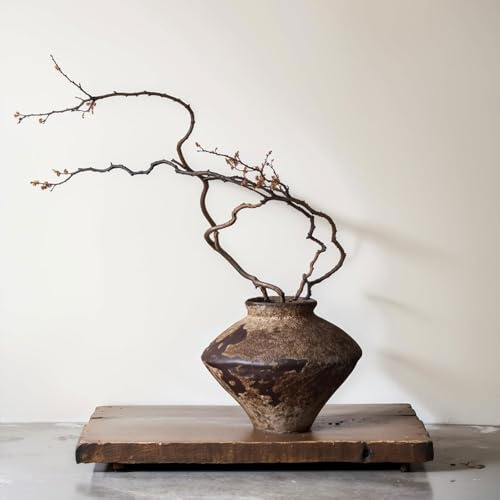 Wabi Sabi Rusty Vintage Vase, 6.1 Tall Wabi Sabi Decor Rustic Farmhouse Pottery Vase for Centerpiece, Textured Pottery Flower Vases for Home Decorative, Table, Living Room, Bedroom, Bathroom, Kitchen