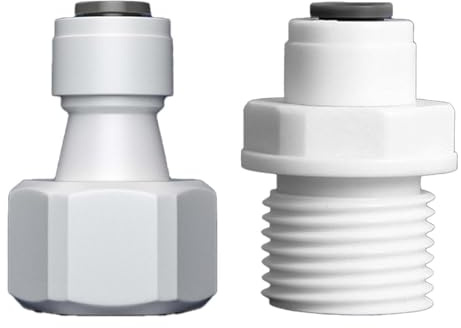 Oiieco 2 Stück Wasseranschluss Adapter 1/4 RO Wasser Gerade Rohrfitting auf 1/2 Weiblich/Außengewinde, Push-In Schnellverbinder Adapter für Wasserfilter, Umkehrosmoseanlage