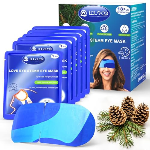 Steam Eye Mask 18 Packs-Warm Eye Mask Spa Moist Heated Eye Mask For Dry Eyes Sleep Mask, Eye Mask Heated Warm Compress For Eyes Relief Eye Fatigue For Mom|Dad|Men|Women|Friend|Family(Cedarwood)