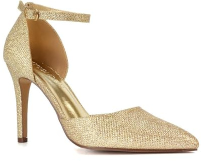 ESSEX GLAM Womens Pointed Toe Court Shoes Ladies High Stiletto Heel Ankle Strap Evening Pumps Size 3-8