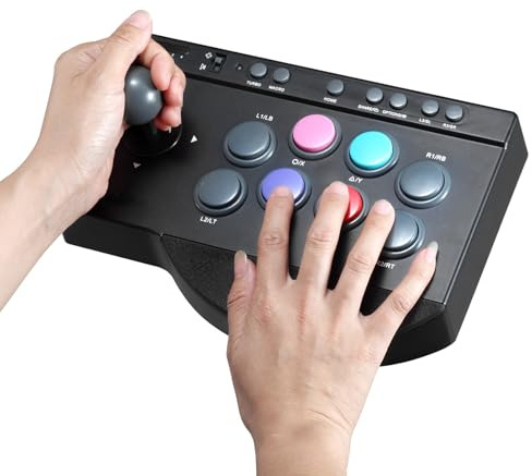Dpofirs Joystick para Fight Stick para TV Box, 7 8 10 PC con Funciones y Macro, 8 Botones Grandes