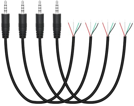 4Pcs 3.5mm Male Jack to Bare Wire Open End Cable 0.5M/1.6FT, TRRS 4 Pole 1/8'' 3.5mm Male Plug Stereo Audio Wire Replacement Cable, for 3.5mm Plug Jack Earphone Microphone Audio Cable Repair