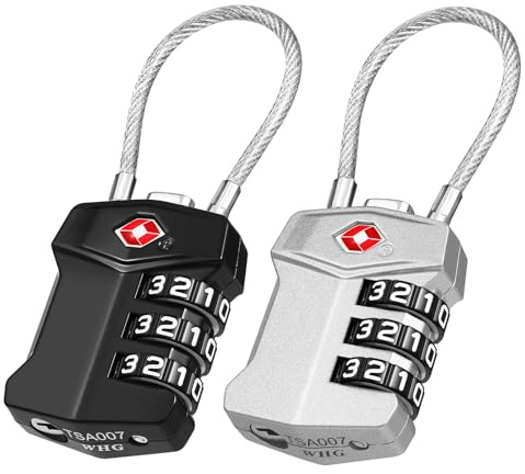 ZHEGE TSA Kofferschloss, Klein Gepäckschloss (2, Schwarz Silber)
