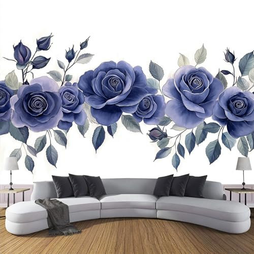 MIATCENRT Papel Tapiz Fotográfico Para Dormitorio Sala De Estar, Rosa Azul Papel Tapiz Decorativo, Retro Papel Tapiz Fotográfico Tela De Seda 350Anx256Al Cm (No Autoadhesivo)