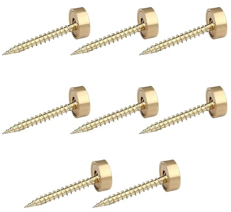 8Pcs Brass Mirror Screws with Chrome Caps,Gold Decorative Cover Washers, Self-Tapping Screw Collars for Furniture Fixing