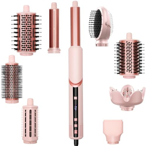 AVENHO 9-I-1 Multistyler Airstyler Med LCD-Display, Jonisk Varmluftsborste Med Utbytbara Luftlocktång, Volym- Och Plattborste,1400W, 3 Värmelägen, Styling För Alla Hårtyper