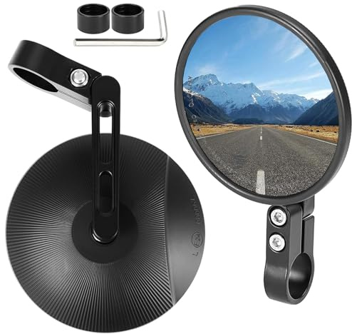 CNC motorcykel spegel, 360° roterbar, 2 stycken runda styrändar E testad, cykel backspegel, E24 godkänd, för styrdiameter på 22 ~ 25,4 mm, för de flesta motorcyklar, ATV, skoter, skoter