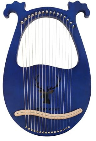 Lyre Harp - Arpa de lira (16 cuerdas, 26 x 39 cm, instrumento vintage con cuerdas de repuesto y llave de afinación, ligero y portátil, juego completo de cuerdas, arpa de lira para principiantes