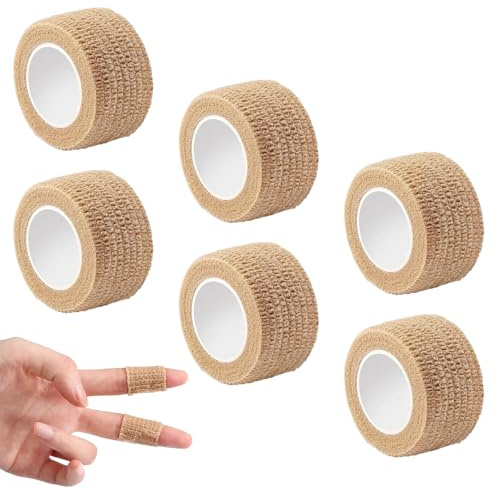 6 Rolls Finger Bandage,2.5cm×4m Finger Tape,Self-Adhesive Breathable Bandage Tape,Elastic Bandage Finger Tape for Wrist and Ankle Sprains & Swelling Furniture(Skin Color)