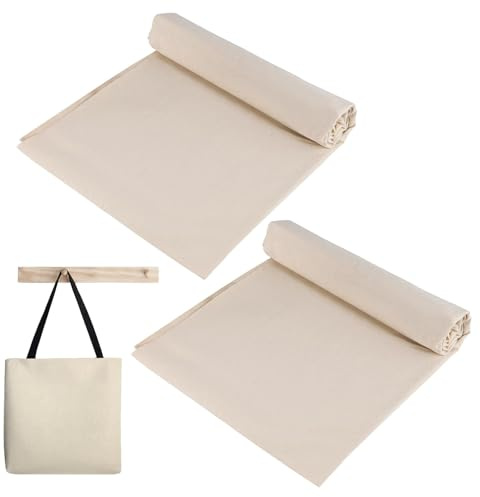 LEIIERUY Tela de Bordado Lino Natural 2 Piezas 150x50cm Color Beige para Costura Artesanal Ropa de Verano decoración hogar,Decoración, Tapizar Sillas, Cojines, Cortinas, Colchas, Bolsos, Monederos, F