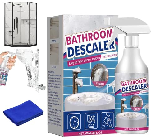 Reiniger für hartnäckige Flecken, Badreiniger Schaum, Badezimmer-Entkalker-Spray, Multifunktional Duschreiniger gegen Kalkablagerungen für Glas Kanalisation Toiletten (1)
