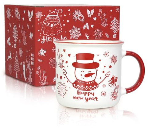 McBecdy Weihnachtstasse - Weihnachts Tassen - Tasse Weihnachten-Weihnachtsbecher Porzellan-Mikrowellenfest - Christmas Mug Geschenk für Frauen Männer (Schneemann)