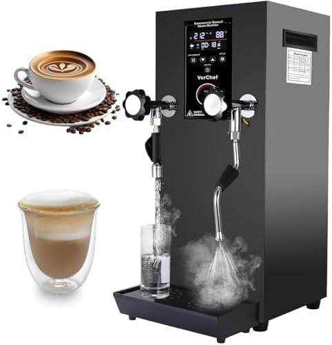 Montalatte commerciale 2500 W, caldaia a vapore elettrica automatica per caffè espresso e caffetteria, macchina professionale per schiuma di latte con display a LED