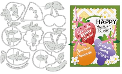 UNICRAFTALE 17 Pièces Emporte Pièces Métalliques Fruits 8 Styles Pour Création Cartes Découpe Cerise Fraise Gabarits Gaufrage DIY Albums Papier Décor Artisanal