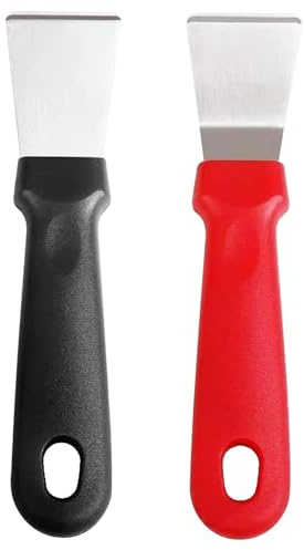 2Pcs Stainless Steel Cleaning Scrapers, Non-Scratch Kitchen Scraper Tool for Ovens, Stoves, Induction Hobs and Freezers, Corner Seam Cleaning Tool, 15.3 x 3.4cm