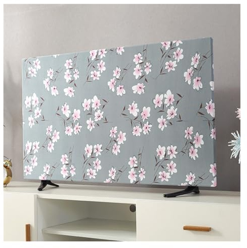 Universal Hanging TV Dust Cover Protector for 43 50 55 65 Inch Screens, Soft Fabric Anti-Dust Shield for Household LCD LED Flat Screen TV, Decorative Home Accessory(Flowers Blossoming,19 inches)