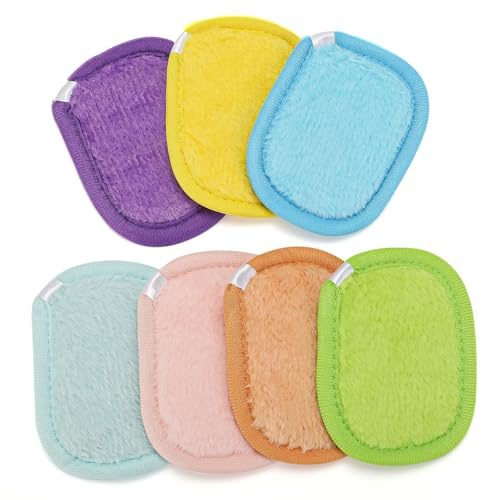 AiQInu 7 Pièces Coton Reutilisable Lavable, Démaquillantes Réutilisables 10x8cm, Disque Demaquillant Lavable, Ultra Doux Pour Nettoyage Quotidien, Voyage et Soins de la Peau