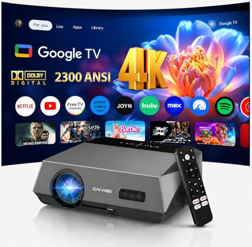 Tageslicht Beamer 2300ANSI HDR LED Ultra HD 4K Beamer mit Tof Autofocus HDMI ARC/CEC WiFi6 Bluetooth5.4 LCD Projektor 38W DB Audio für Heimkino Gaming