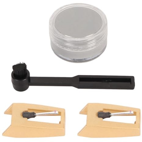 Xnuiasqe Outils de Nettoyage de Stylet, Aiguilles de Lecteur de Disque Vinyle, Stylet de Platine Diamant avec Un Kit de Pièces de Gramophone de Nettoyage de Stylet