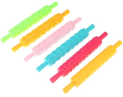 HOMOCONO Set 5 Pezzi Mattarelli Goffrati in Plastica Multifunzionali per Decorazione Torte e Pasta di Zucchero, per Dolci Creativi e Uso Domestico Stili multipli
