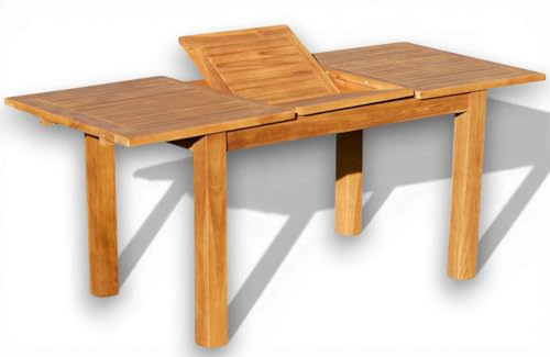 ALEOS. Wuchtiger Teak Bigfuss Ausziehtisch Gartentisch 130-180x90cm Holztisch Teaktisch Garten Tisch Holz