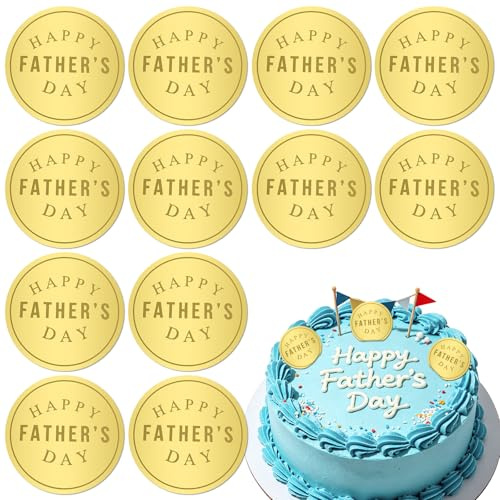 10Pcs Happy Father's Day Cupcake Toppers - Father's Day Cake Decorations, Gold Acrylic Cupcake Toppers 5cm Round Engraved, Dads Birthday Cake Baking Dessert Decorations Party Supplies