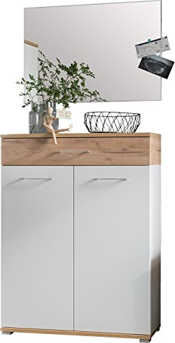 Germania 8493-513 GW-Topix Garderoben-Set, Holz, weiß/navarra-Eiche-nachbildung, 37 x 89 x 198 cm