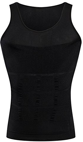 BaronHong Kompressionströja för Gynekomasti, väst för att dölja manliga bröst, slimmande shapewear som plattar hela magen, Svart, S