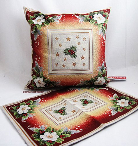 Sandner Kissenhülle Gobelin - Weihnachten-Christrose rot/bunt, ca.45 x 45 cm