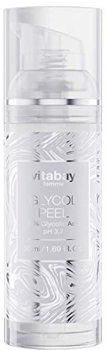 Vitabay Glycol Peel 50 ml • Chemisches Peeling Gel • Gesichtspflege | Mit Grüner-Tee-Extrakt • Verbessert die Hautstruktur • 10% Glykolic Acid • pH 3,7 • Made in Germany