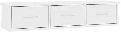 Tidyard Wandregal Mit 3 Schubladen,Wand-Schubladenregal Schwimmende Regal,Schubladenregal Wandschrank Hängeschrank Wandschublade 90 x 26 x 18,5 cm,Vielseitiger Schrank Zur Wandmontage,Spanplatte